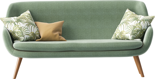 Isolated Green Sofa on White Sofa on White